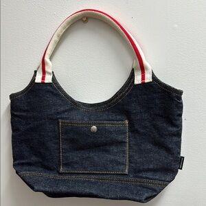 Abercrombie & Fitch Denim Shoulder Bag with Red Stripes